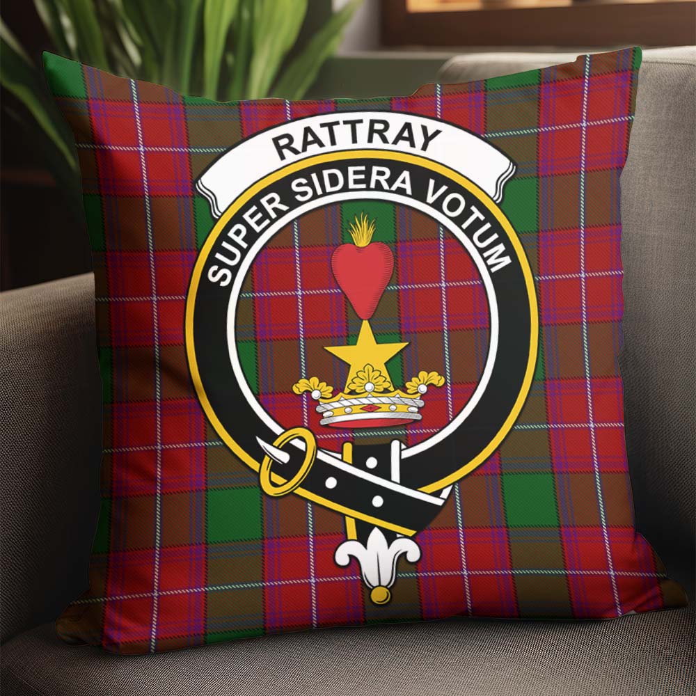 Rattray Tartan Pillow Cover with Family Crest - Tartanvibesclothing