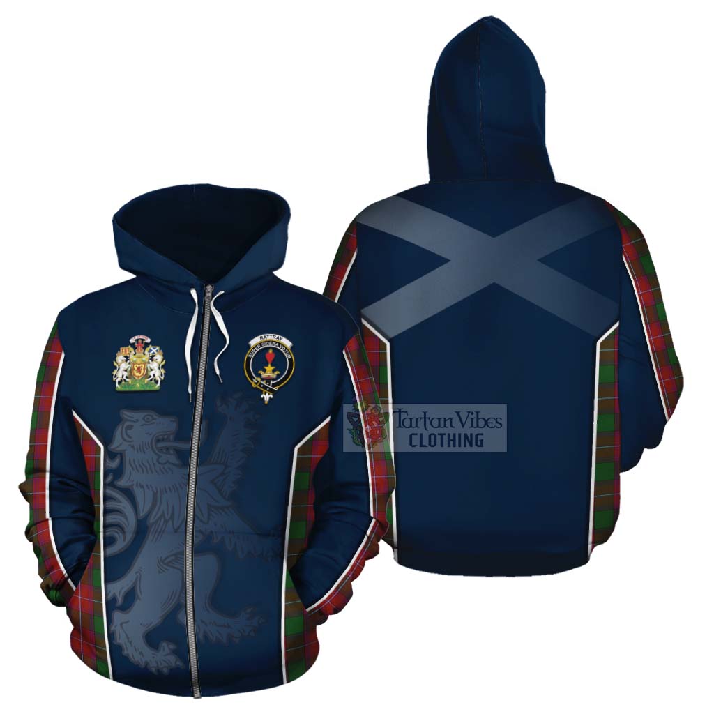 Tartan Vibes Clothing Rattray Tartan Cotton Hoodie with Family Crest and Lion Rampant Vibes Sport Style