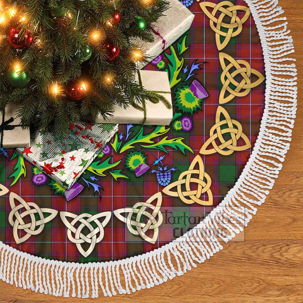 Tartan Vibes Clothing Rattray Tartan Christmas Tree Skirt with Thistle Celtic Knot Style