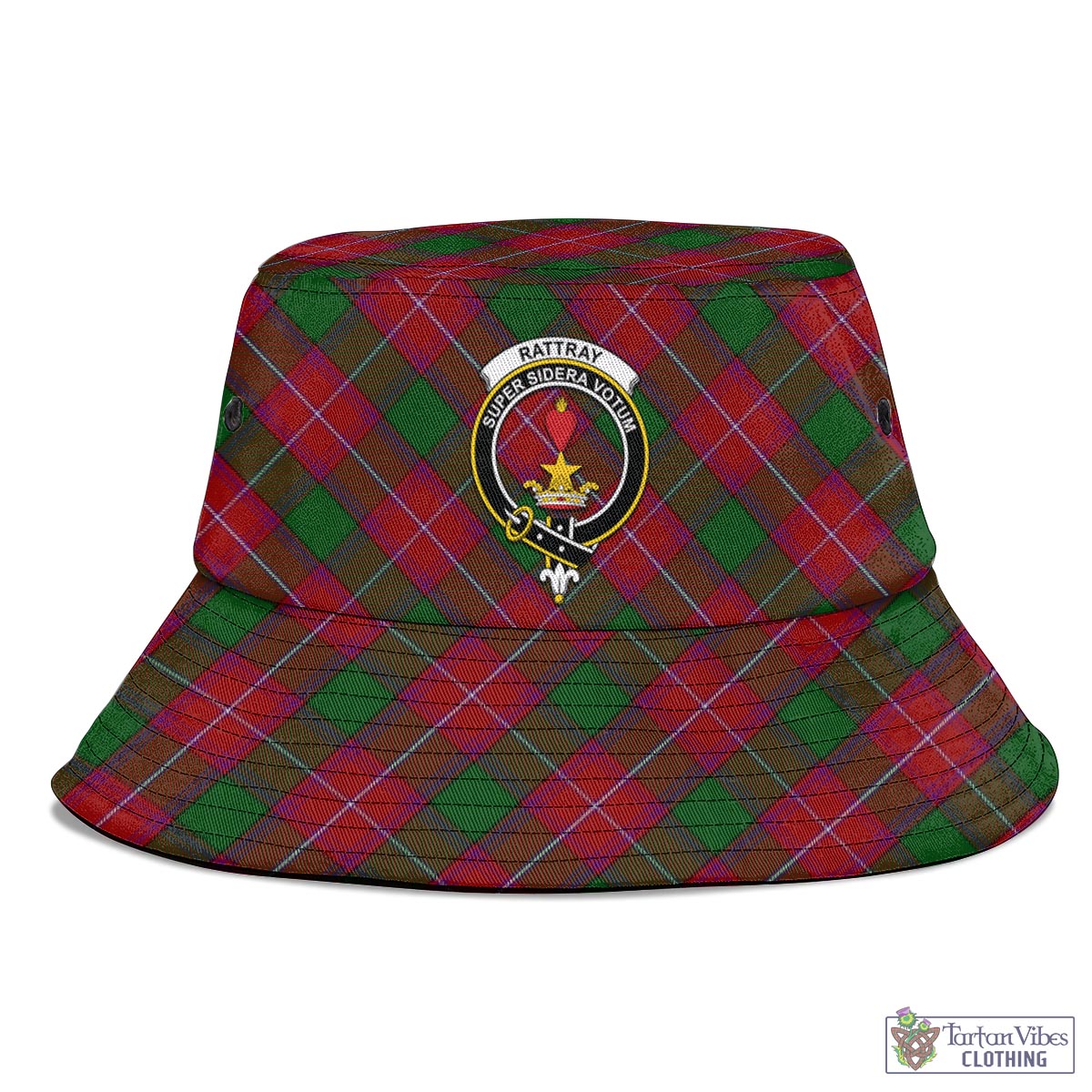 Tartan Vibes Clothing Rattray Tartan Bucket Hat with Family Crest