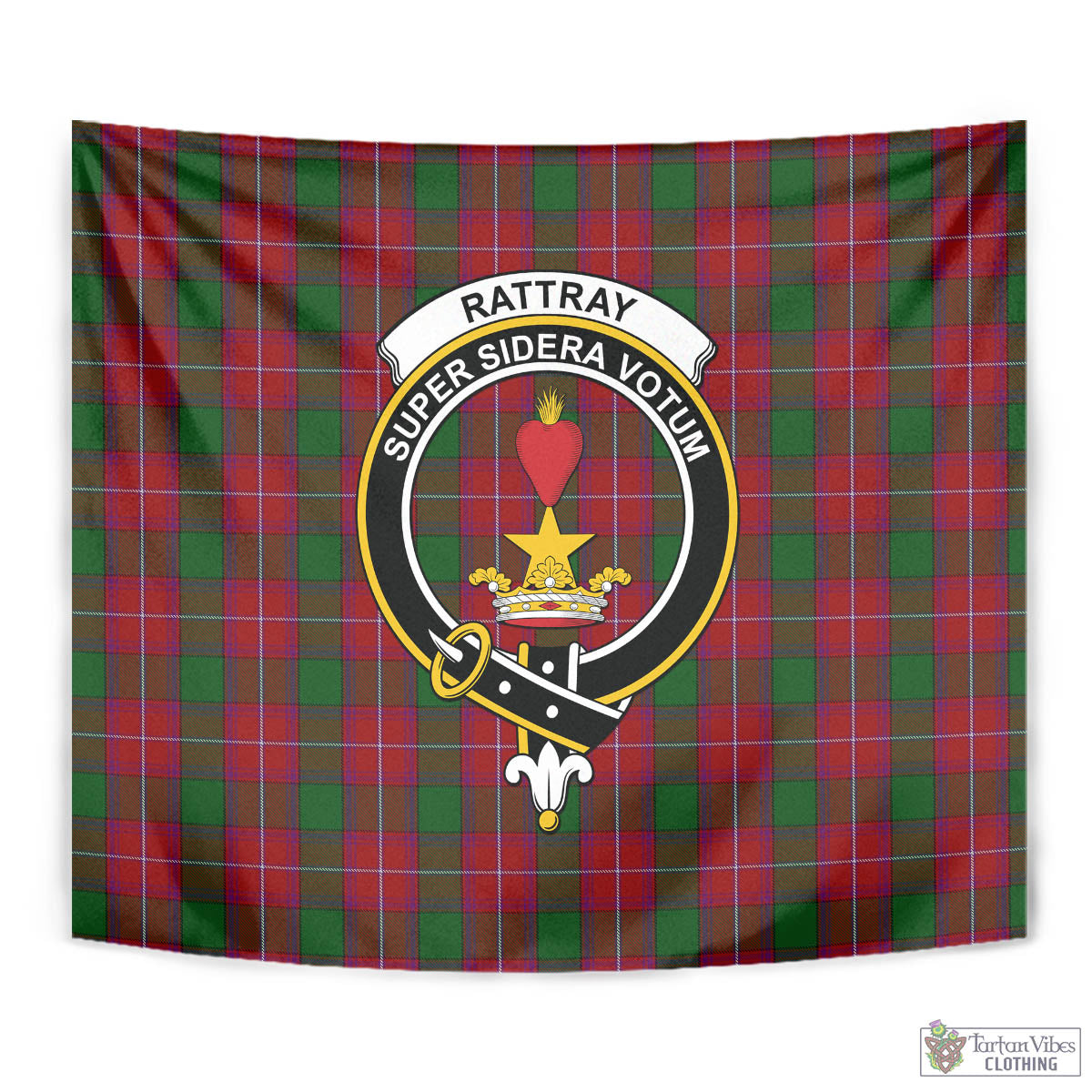 Tartan Vibes Clothing Rattray Tartan Tapestry Wall Hanging and Home Decor for Room with Family Crest