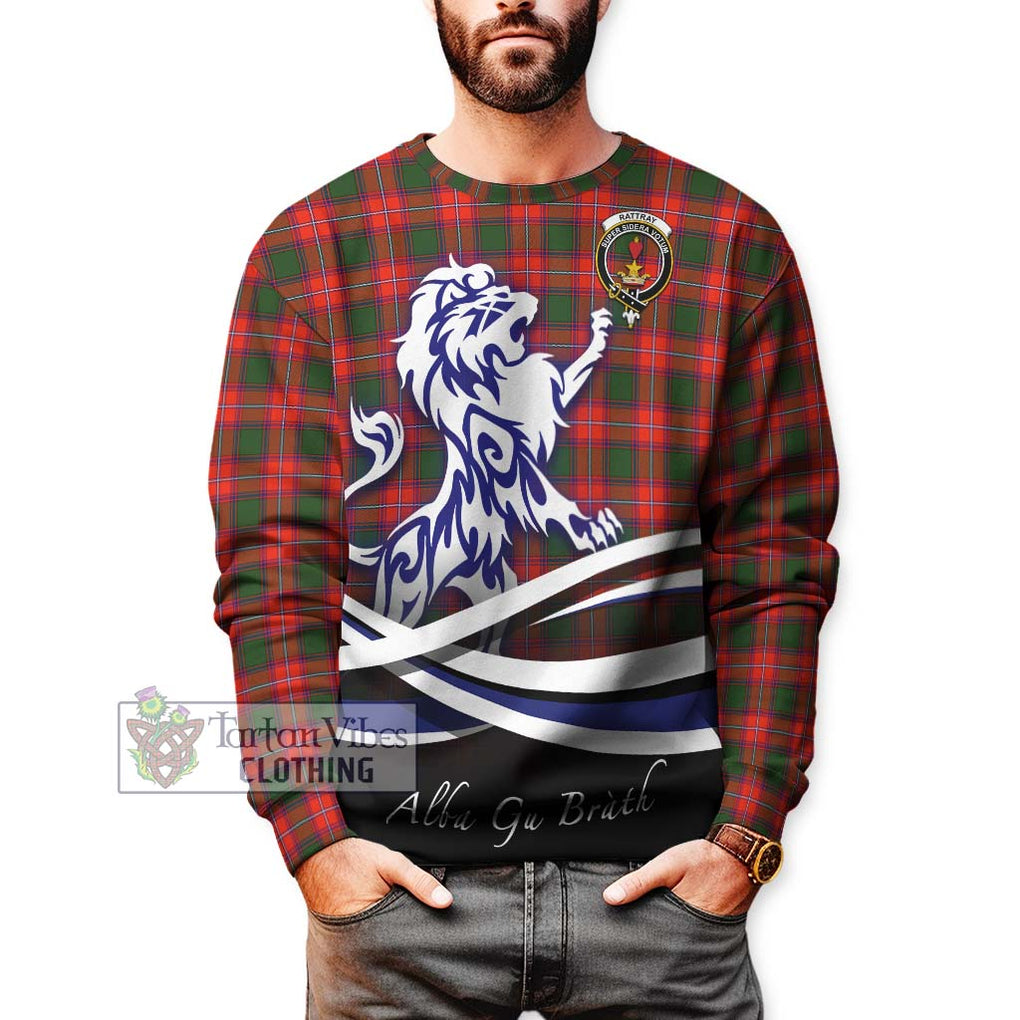 Rattray Modern Tartan Sweatshirt with Alba Gu Brath Regal Lion Emblem Unisex - Tartanvibesclothing Shop