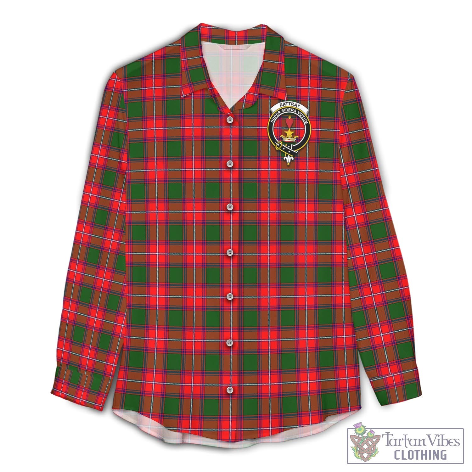 Tartan Vibes Clothing Rattray Modern Tartan Womens Casual Shirt with Family Crest