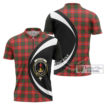 Rattray Modern Tartan Zipper Polo Shirt with Family Crest Circle Style