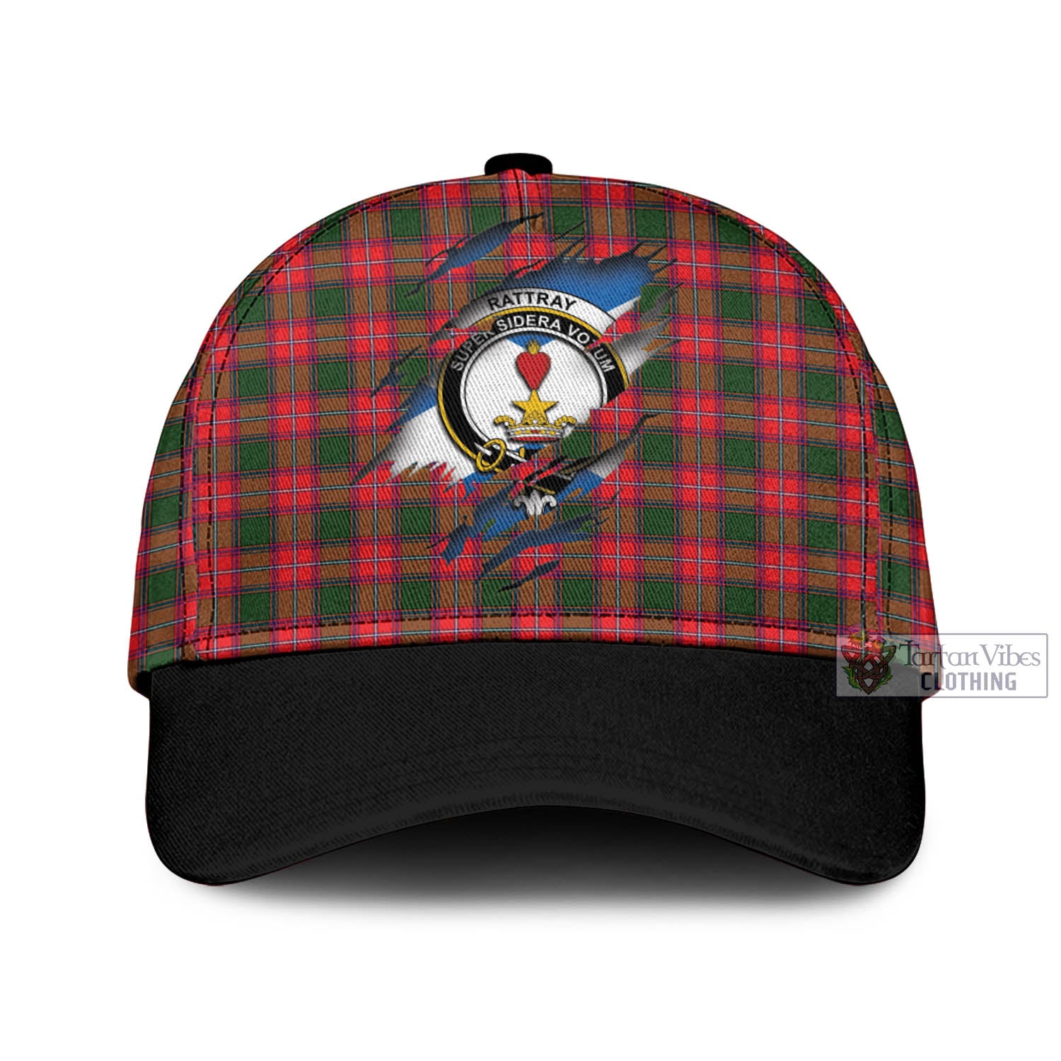 Tartan Vibes Clothing Rattray Modern Tartan Classic Cap with Family Crest In Me Style