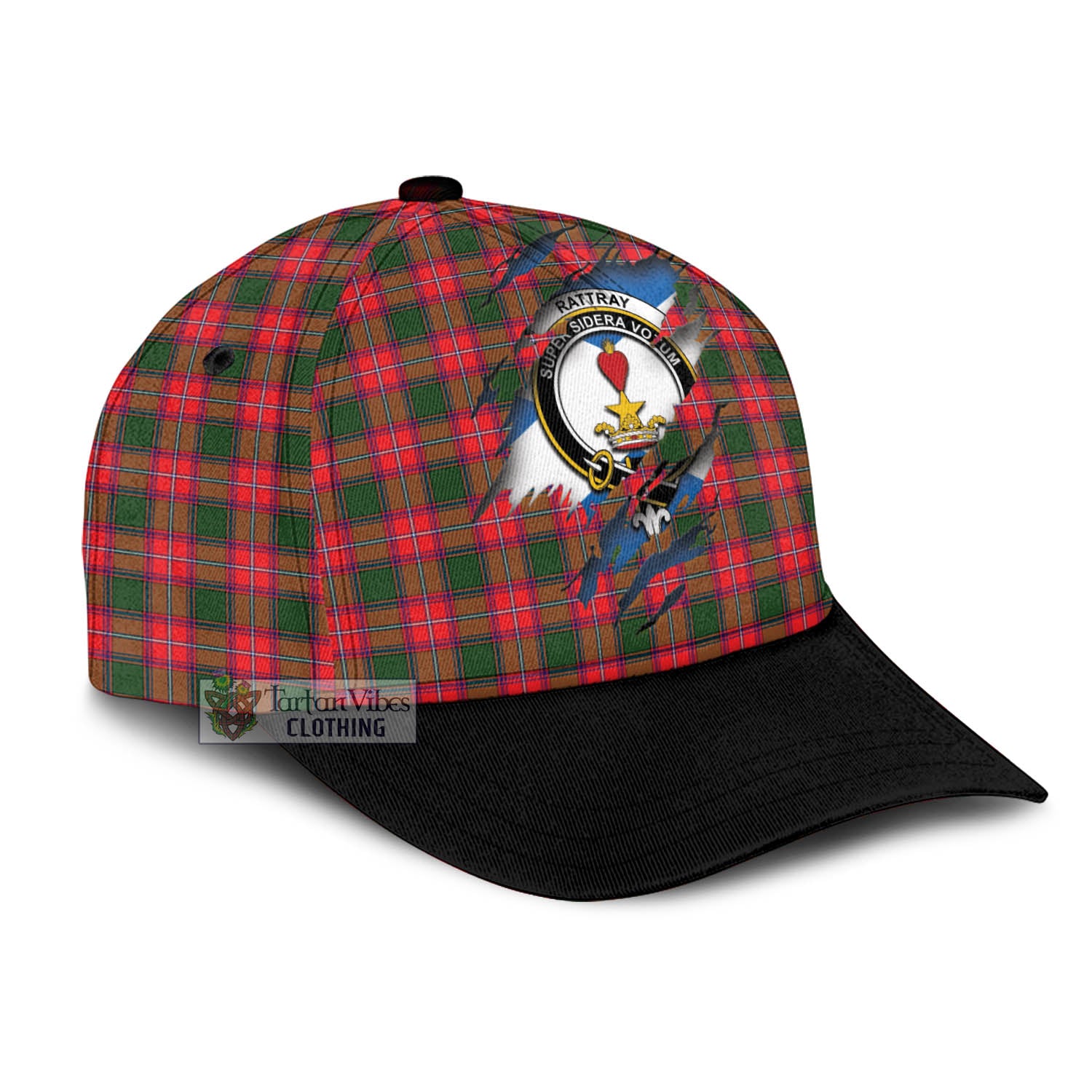 Tartan Vibes Clothing Rattray Modern Tartan Classic Cap with Family Crest In Me Style