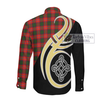 Rattray Modern Tartan Long Sleeve Button Shirt with Family Crest and Celtic Symbol Style