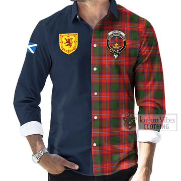 Rattray Modern Tartan Long Sleeve Button Shirt Alba with Scottish Lion Royal Arm Half Style