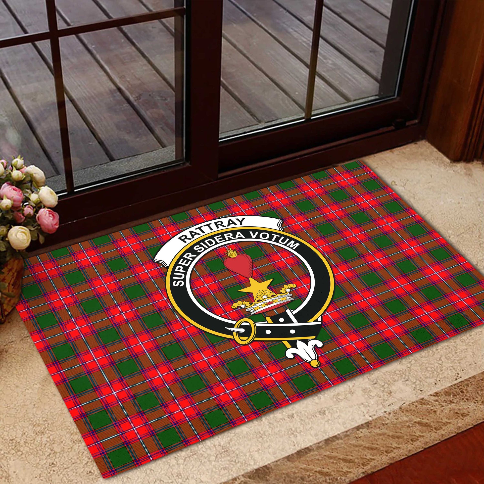 Rattray Modern Tartan Door Mat with Family Crest - Tartanvibesclothing