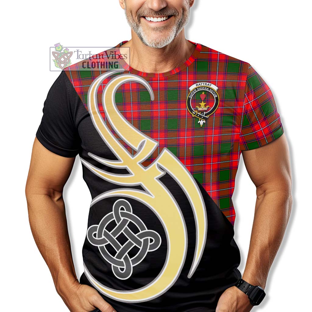 Tartan Vibes Clothing Rattray Modern Tartan T-Shirt with Family Crest and Celtic Symbol Style