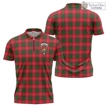 Rattray Modern Tartan Zipper Polo Shirt with Family Crest