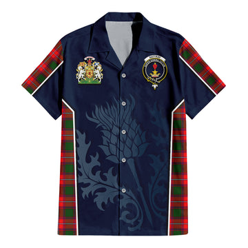 Rattray Modern Tartan Short Sleeve Button Up Shirt with Family Crest and Scottish Thistle Vibes Sport Style