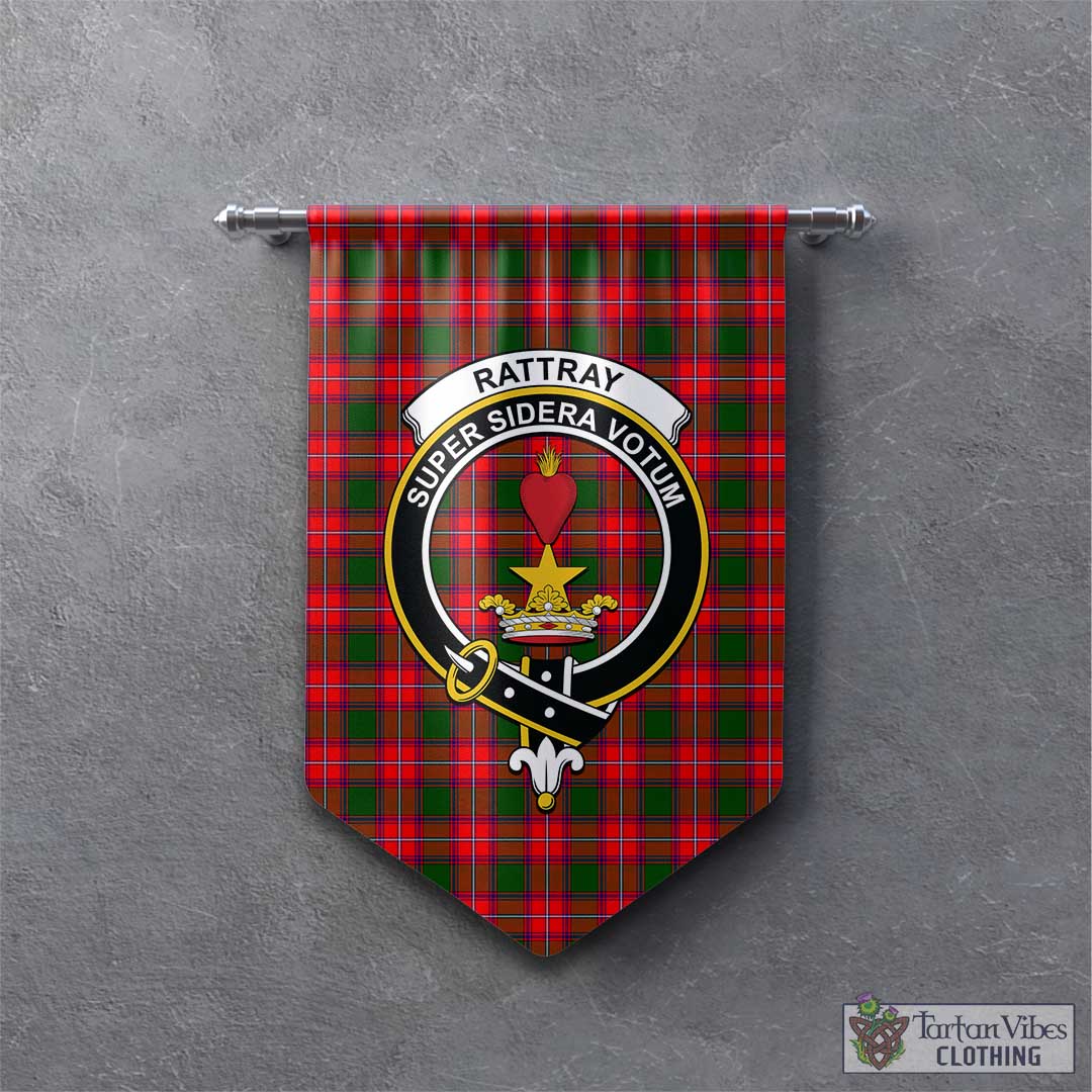 Tartan Vibes Clothing Rattray Modern Tartan Gonfalon, Tartan Banner with Family Crest