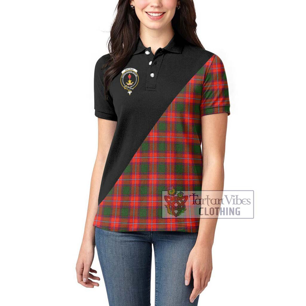 Rattray Modern Tartan Women's Polo Shirt with Family Crest and Military Logo Style - Tartanvibesclothing Shop