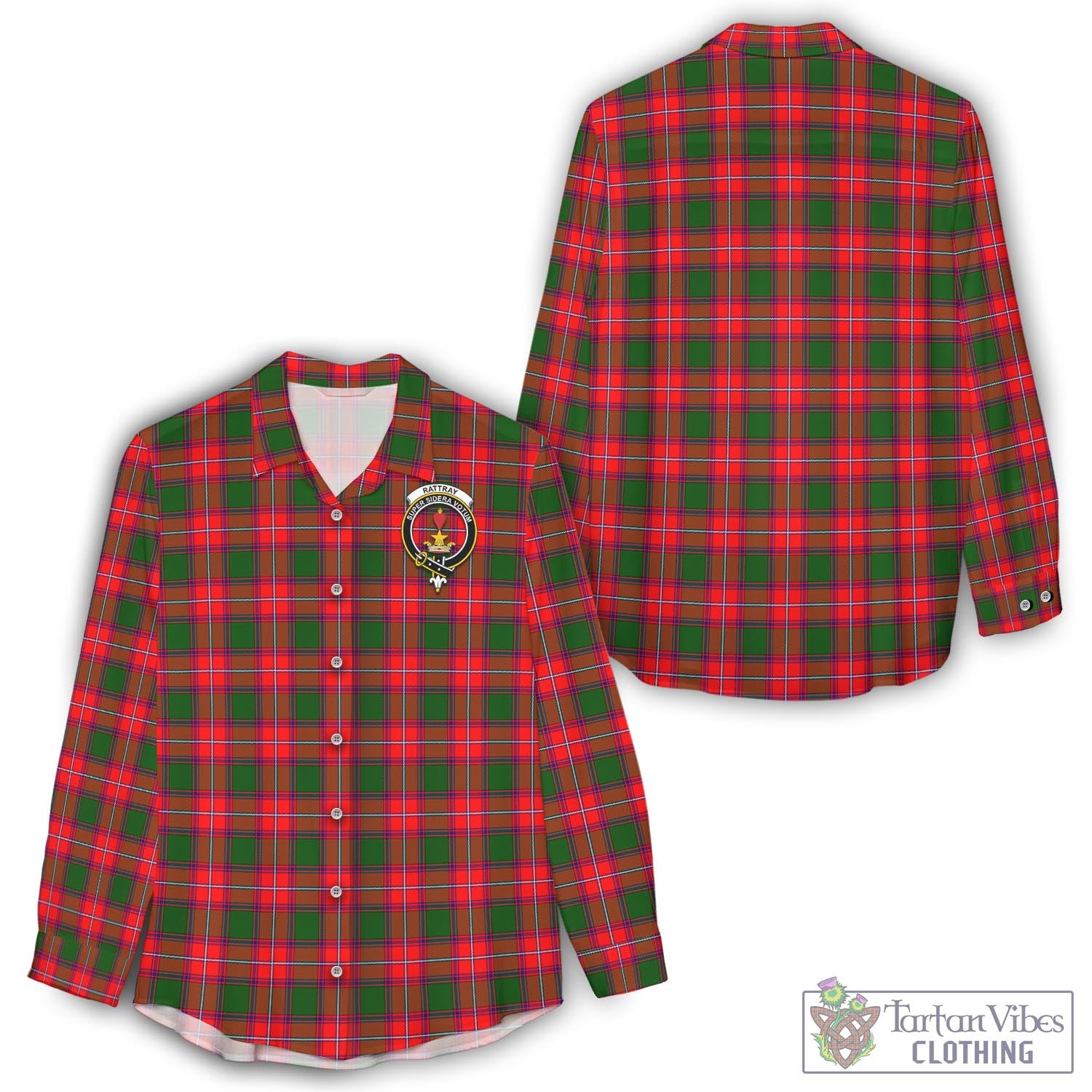 Tartan Vibes Clothing Rattray Modern Tartan Womens Casual Shirt with Family Crest