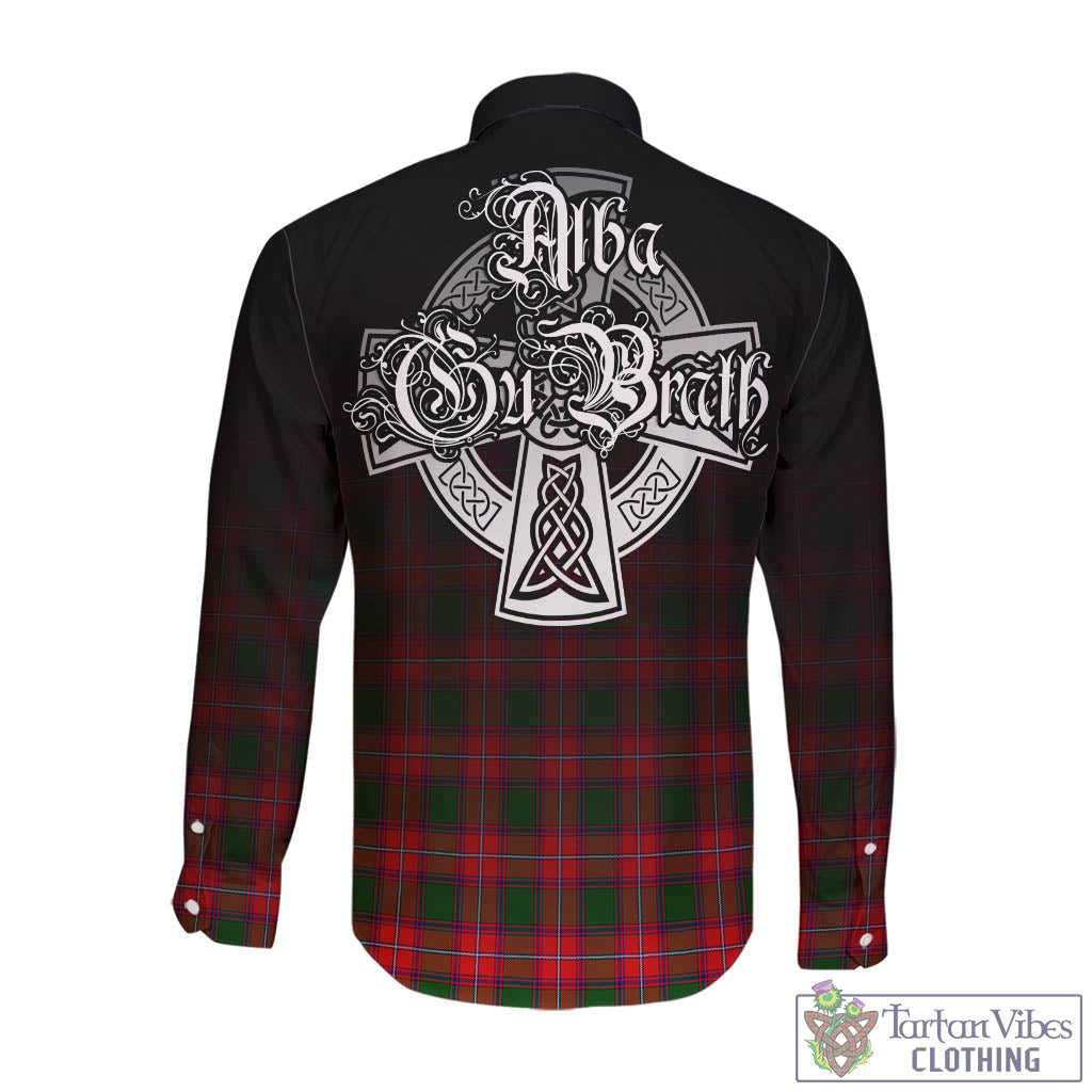 Tartan Vibes Clothing Rattray Modern Tartan Long Sleeve Button Up Featuring Alba Gu Brath Family Crest Celtic Inspired