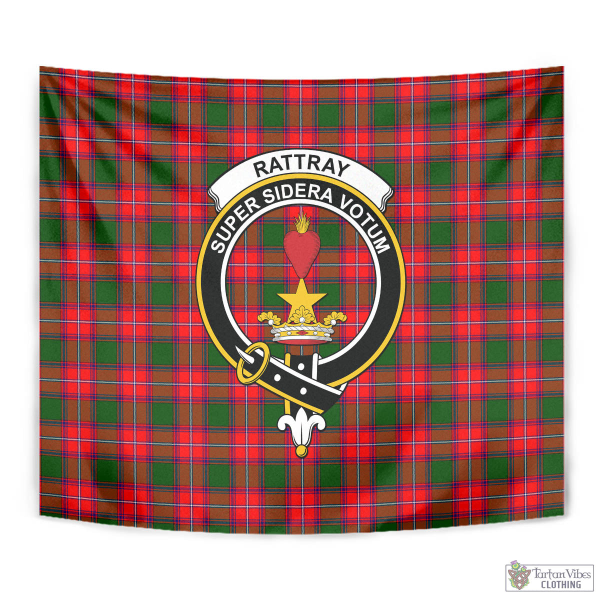 Tartan Vibes Clothing Rattray Modern Tartan Tapestry Wall Hanging and Home Decor for Room with Family Crest