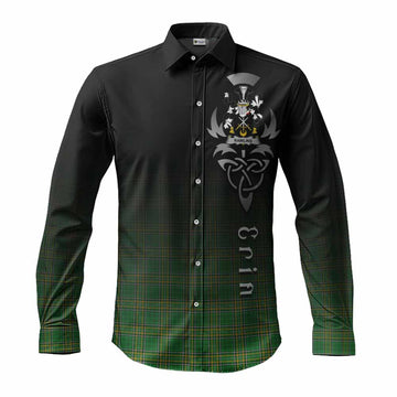Rawlins Irish Clan Long Sleeve Button Shirt with Coat of Arms Erin Go Bragh Celtic Inspired Men's Shirt S - Tartan Vibes Clothing