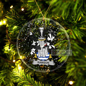 Rawson Irish Clan Christmas Glass Ornament with Coat of Arms