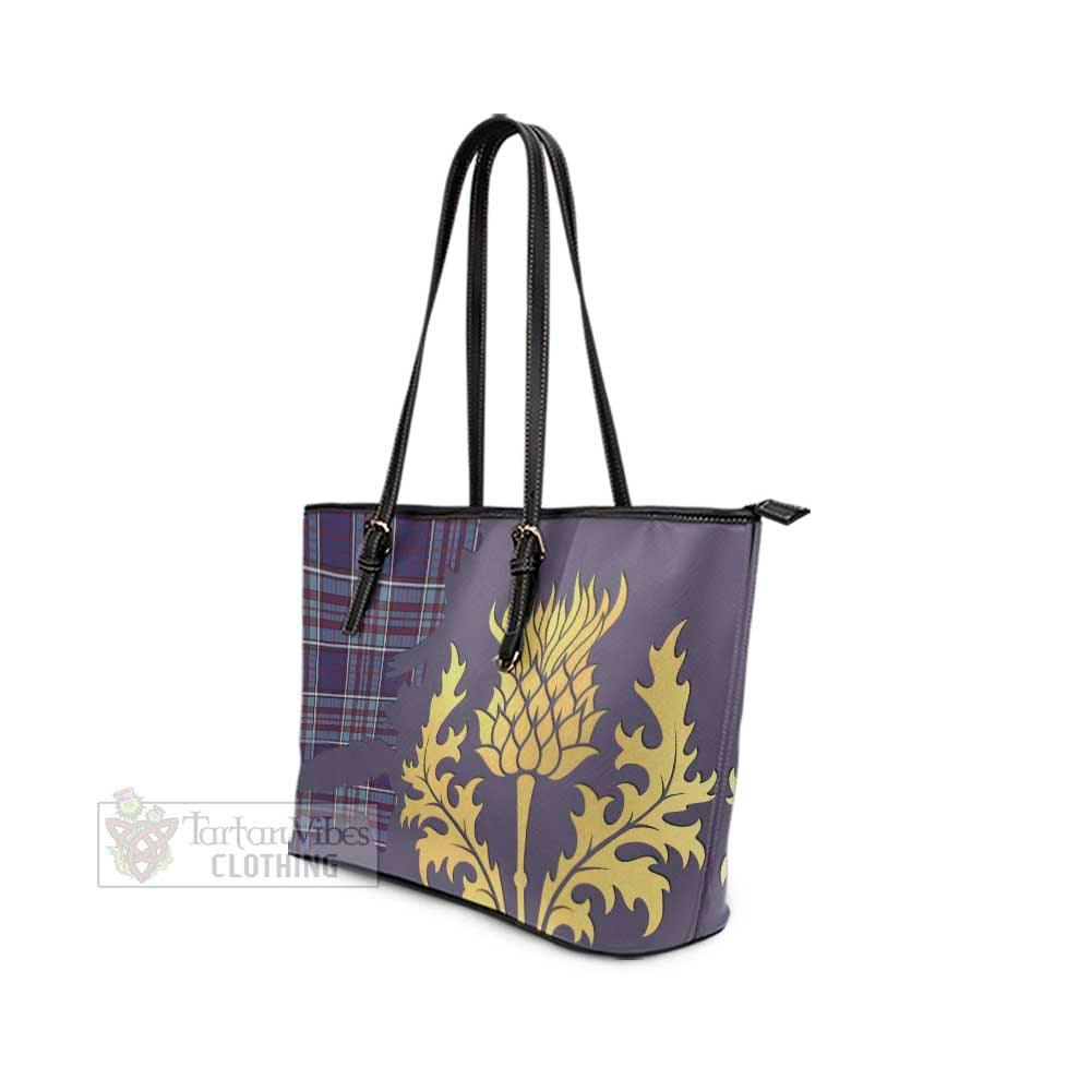 RCAF Tartan Leather Tote Bag Gold Thistle Style - Tartan Vibes Clothing