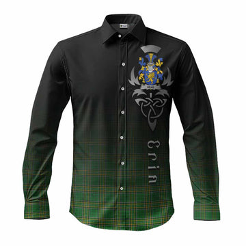 Read Irish Clan Long Sleeve Button Shirt with Coat of Arms Erin Go Bragh Celtic Inspired Men's Shirt S - Tartan Vibes Clothing