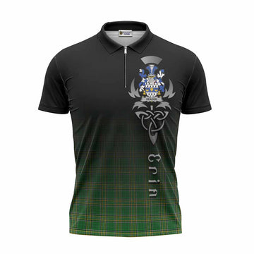 Reader Irish Clan Zipper Polo Shirt with Coat of Arms Erin Go Bragh Celtic Inspired Unisex - Tartan Vibes Clothing