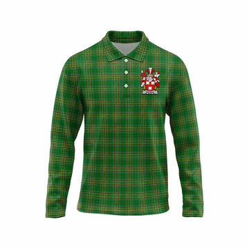 Redman Irish Clan Tartan Long Sleeve Polo Shirt with Coat of Arms