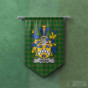 Regan Irish Clan Tartan Gonfalon, Tartan Banner with Coat of Arms Chevron - Tartan Vibes Clothing