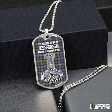 Rennie Tartan Dog Tag Necklace Viking Mjolnir Style