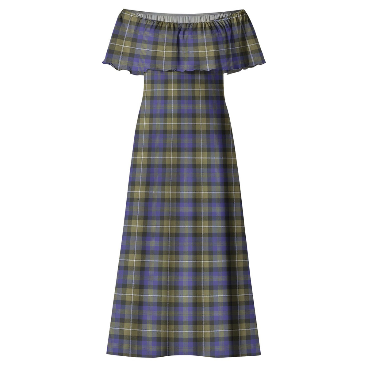 Rennie Tartan Off Shoulder Long Dress - Tartan Vibes Clothing