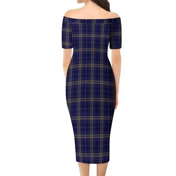 Rhys of Wales Tartan Off Shoulder Lady Dress