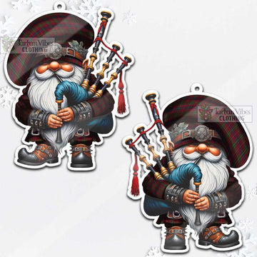 Rice of Wales Tartan Bagpiper Gnome Christmas Ornament