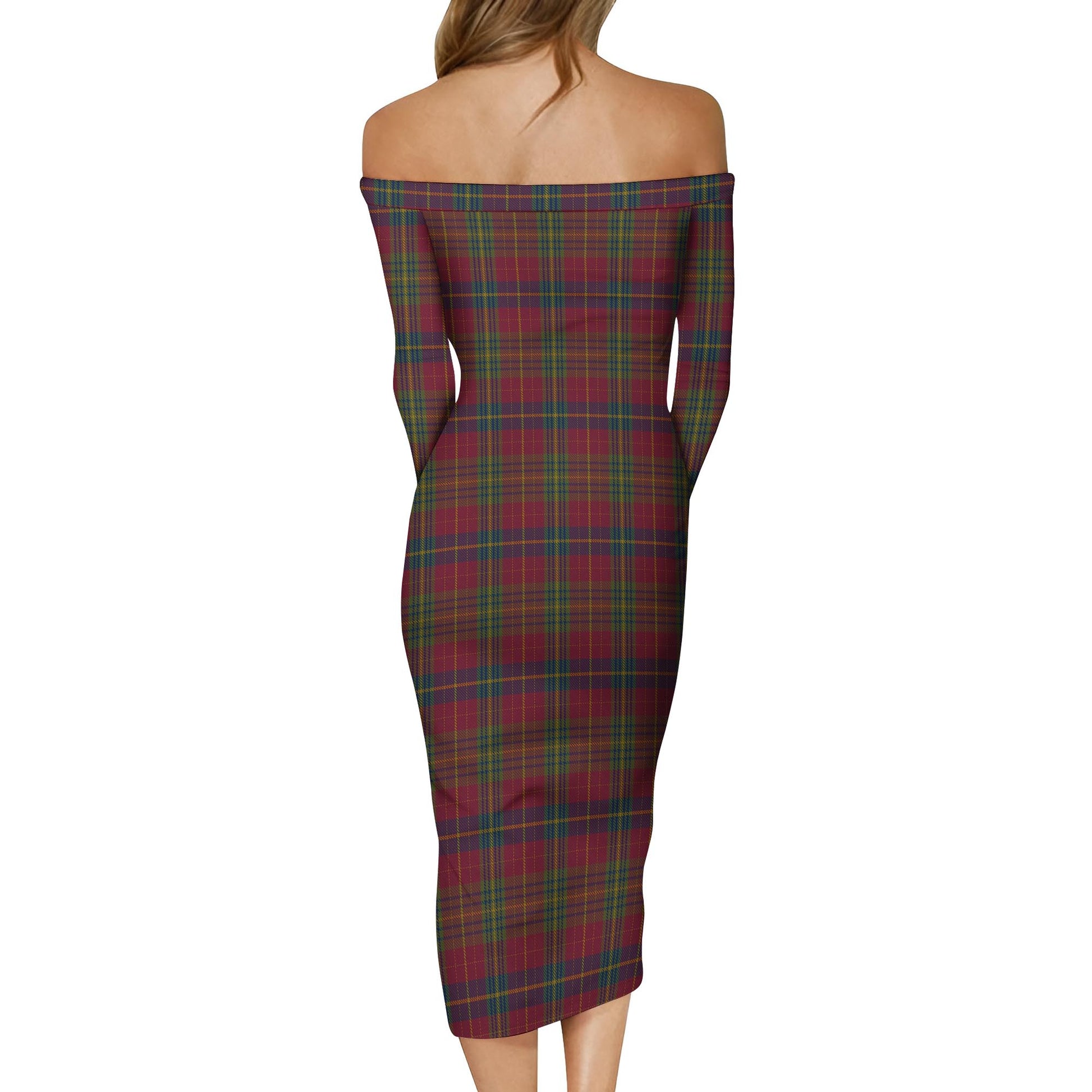 Rice of Wales Tartan Off Shoulder Lady Dress - Tartanvibesclothing