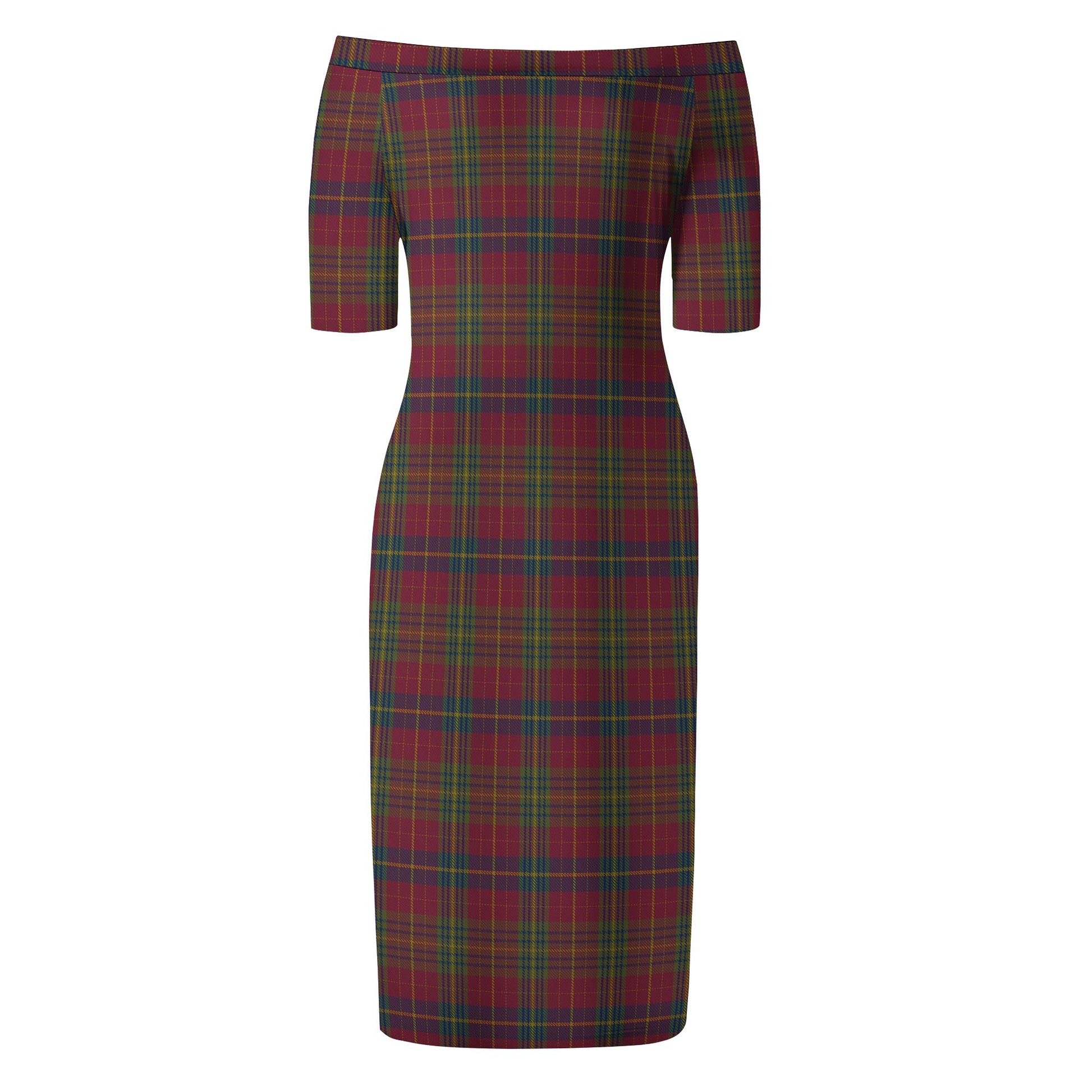 Rice of Wales Tartan Off Shoulder Lady Dress - Tartanvibesclothing