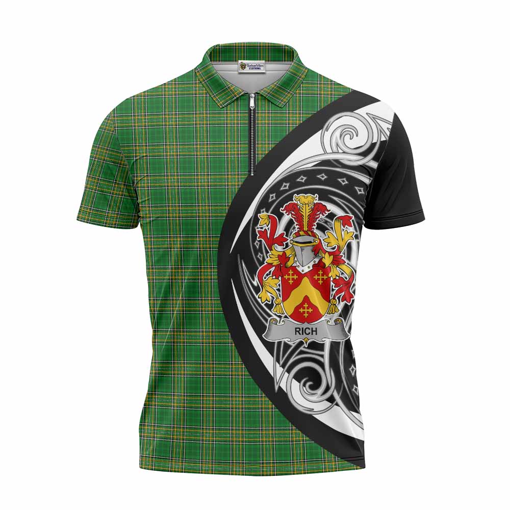 Rich Irish Clan Zipper Polo Shirt Celtic Circle Style Unisex - Tartan Vibes Clothing
