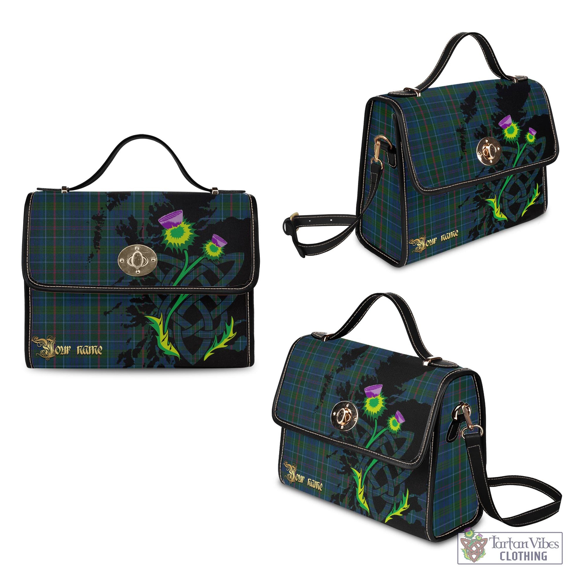 Tartan Vibes Clothing Richard of Wales Tartan Waterproof Canvas Bag with Scotland Map and Thistle Celtic Accents