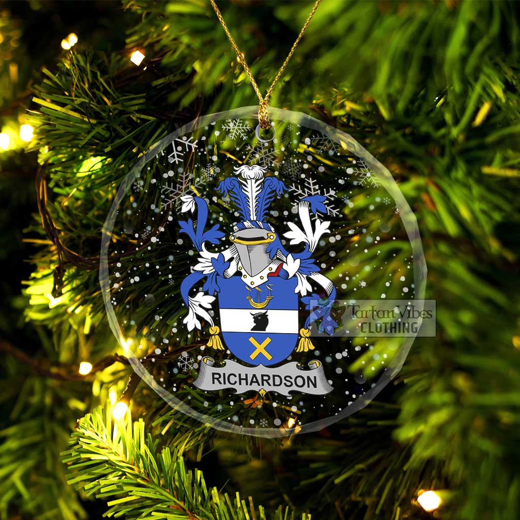 Tartan Vibes Clothing Richardson Irish Clan Christmas Glass Ornament with Coat of Arms