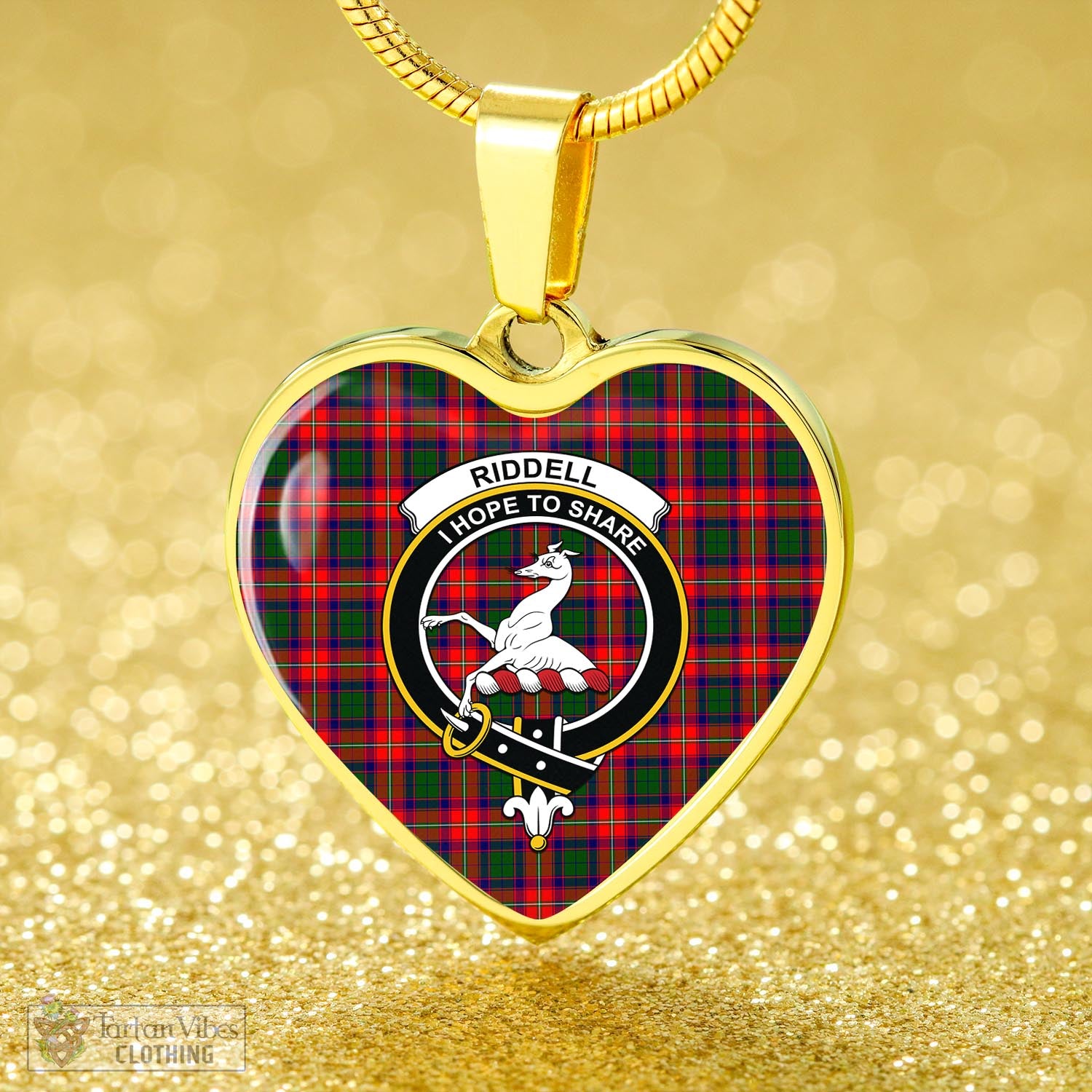 Tartan Vibes Clothing Riddell Tartan Heart Necklace with Family Crest