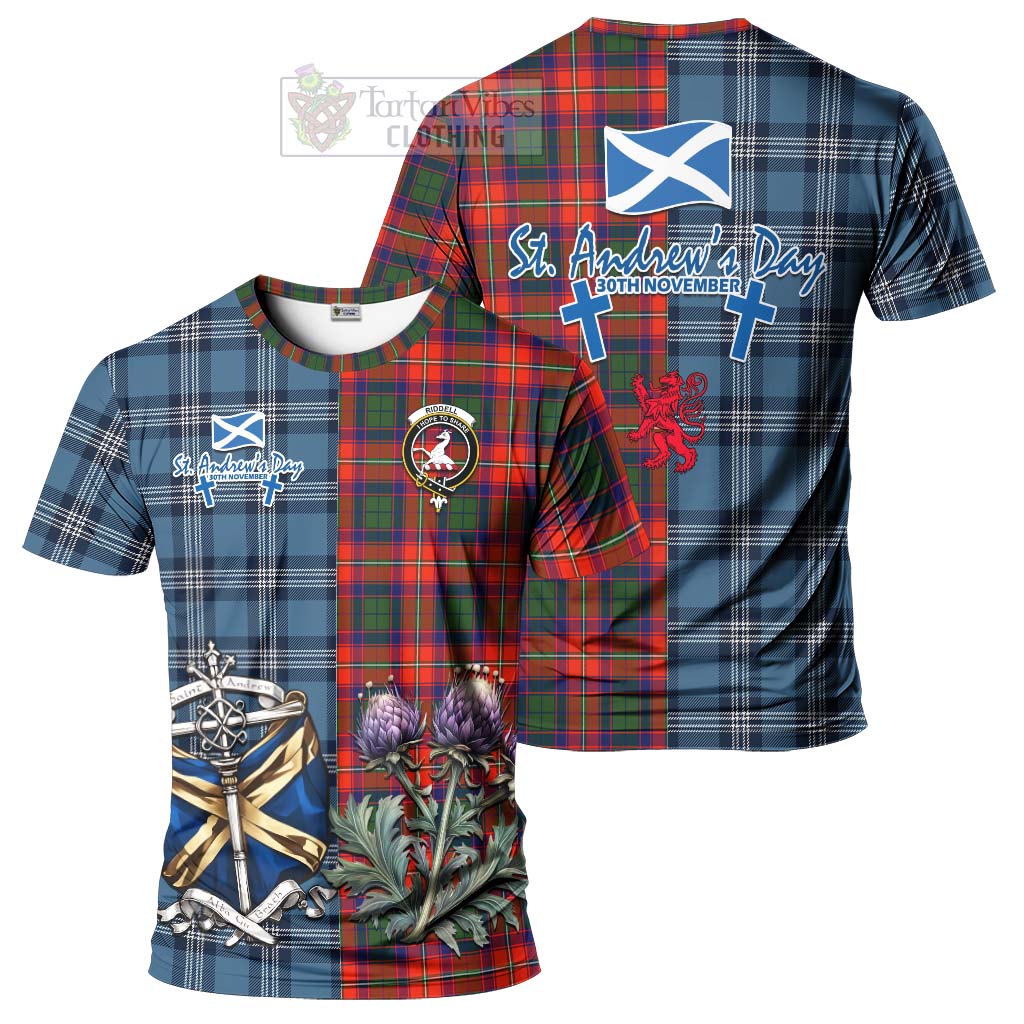 Tartan Vibes Clothing Riddell Tartan T-Shirt Happy St. Andrew's Day Half Tartan Style