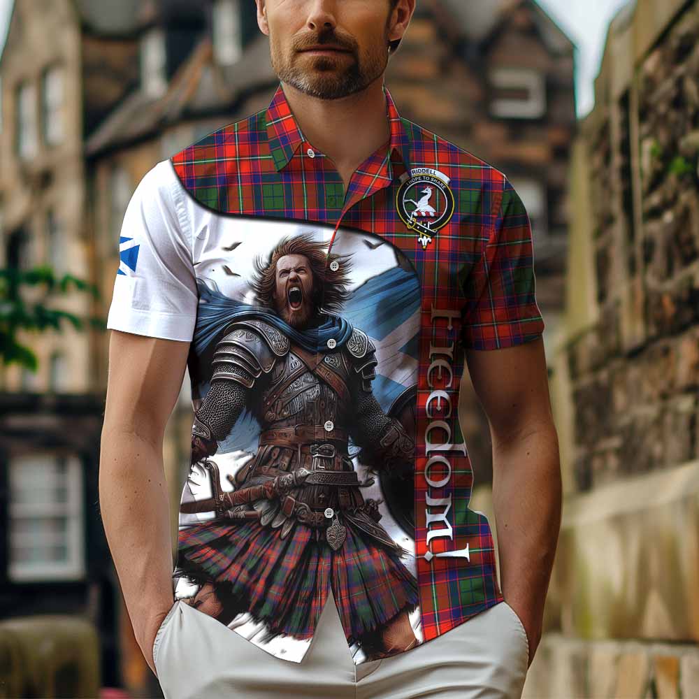 Tartan Vibes Clothing Riddell Crest Tartan Short Sleeve Button Shirt Inspired by the Freedom of Scottish Warrior