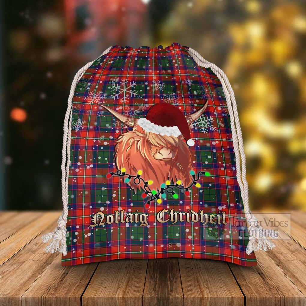 Tartan Vibes Clothing Riddell Tartan Christmas Santa's Bag with Highland Cow