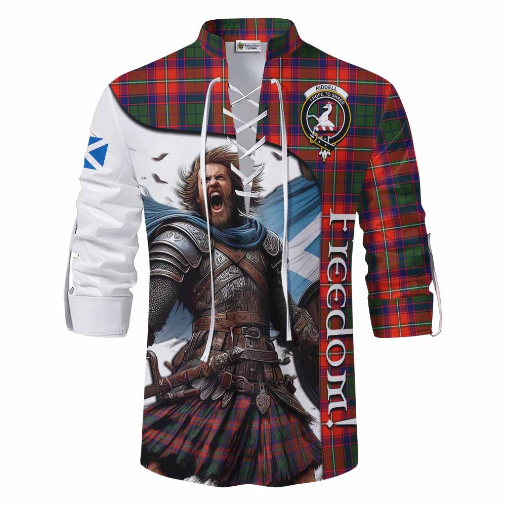 Tartan Vibes Clothing Riddell Crest Tartan Ghillie Kilt Shirt Inspired by the Freedom of Scottish Warrior