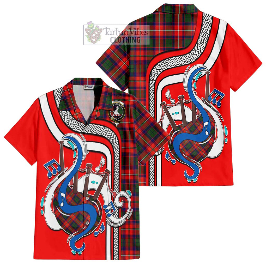 Riddell Tartan Short Sleeve Button Shirt with Epic Bagpipe Style Kid - Tartanvibesclothing Shop