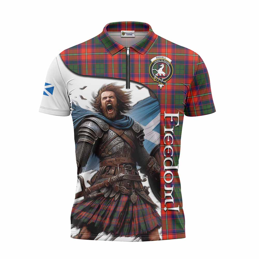 Tartan Vibes Clothing Riddell Crest Tartan Zipper Polo Shirt Inspired by the Freedom of Scottish Warrior