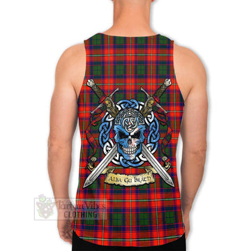 Riddell Tartan Men's Tank Top with Family Crest Celtic Skull Style