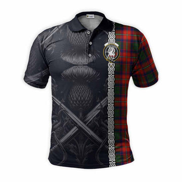 Riddell Tartan Polo Shirt with Family Crest Cross Sword Thistle Celtic Vibes