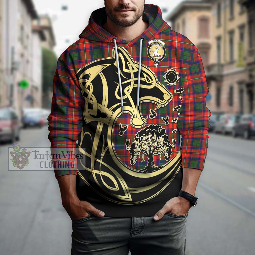 Riddell Tartan Hoodie with Family Crest Celtic Wolf Style Zip Hoodie - Tartan Vibes Clothing