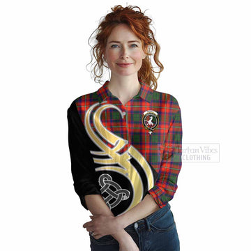 Riddell Tartan Women's Casual Shirt with Family Crest and Celtic Symbol Style