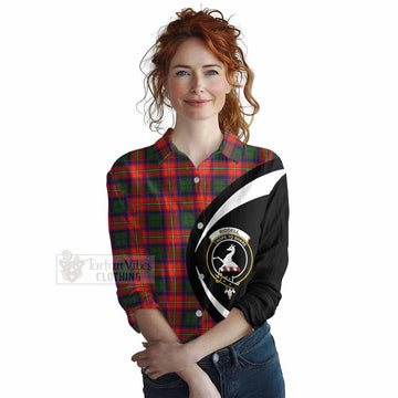 Riddell Tartan Women's Casual Shirt with Family Crest Circle Style