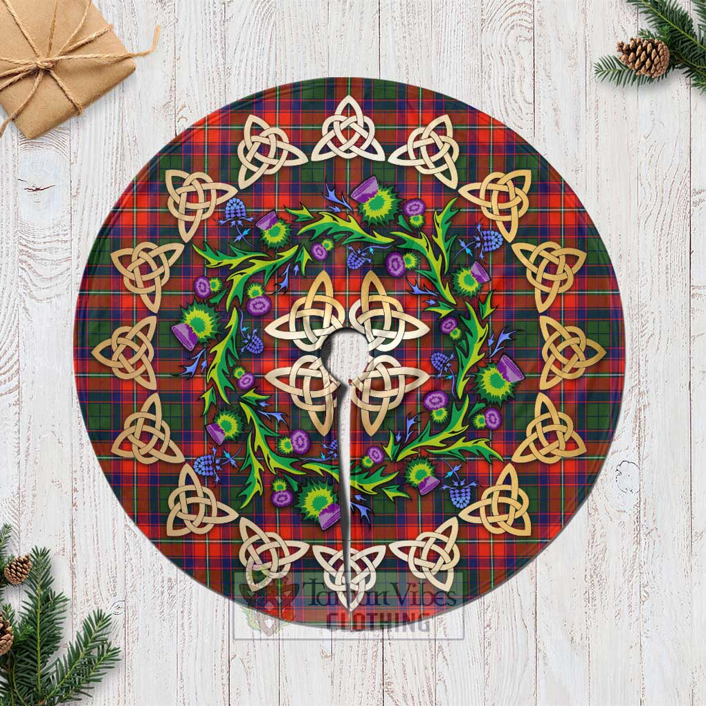 Tartan Vibes Clothing Riddell Tartan Christmas Tree Skirt with Thistle Celtic Knot Style